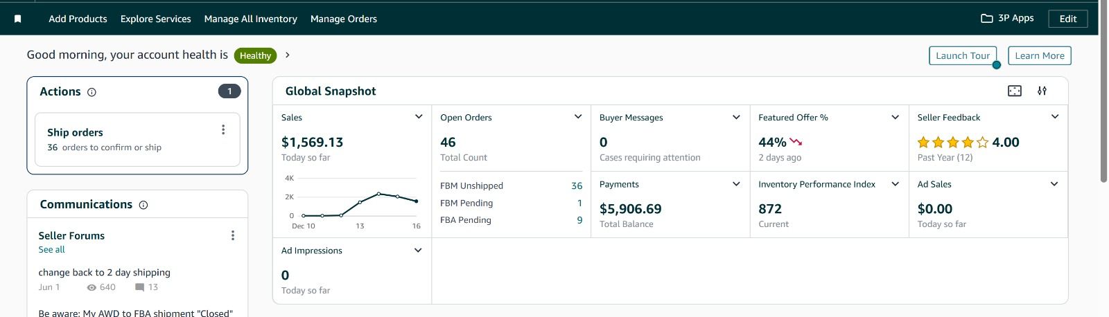 Account health: Healthy